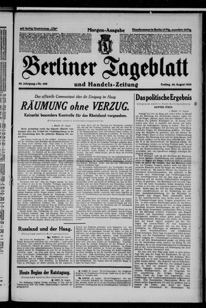 Berliner Tageblatt und Handels-Zeitung on Aug 30, 1929