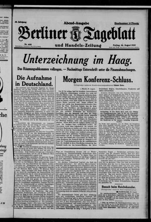 Berliner Tageblatt und Handels-Zeitung vom 30.08.1929