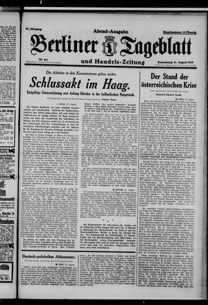 Berliner Tageblatt und Handels-Zeitung vom 31.08.1929