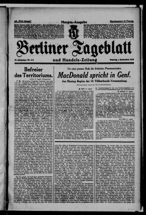 Berliner Tageblatt und Handels-Zeitung vom 01.09.1929