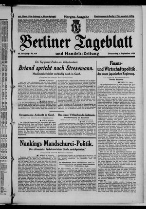 Berliner Tageblatt und Handels-Zeitung on Sep 5, 1929