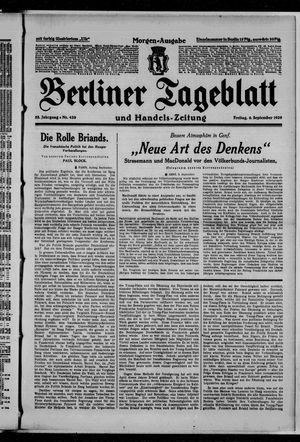 Berliner Tageblatt und Handels-Zeitung on Sep 6, 1929
