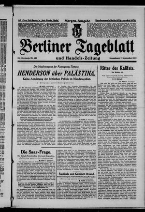 Berliner Tageblatt und Handels-Zeitung on Sep 7, 1929