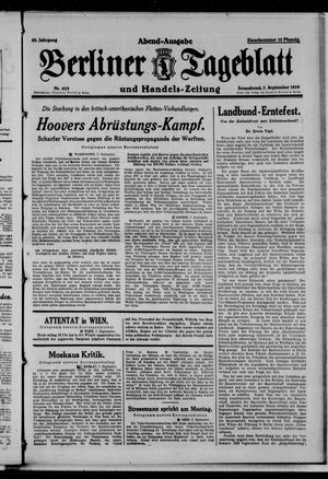Berliner Tageblatt und Handels-Zeitung vom 07.09.1929
