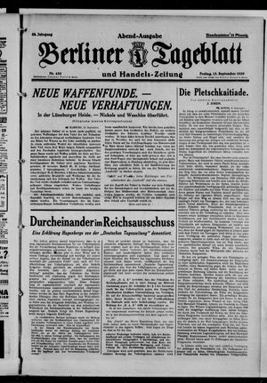 Berliner Tageblatt und Handels-Zeitung vom 13.09.1929