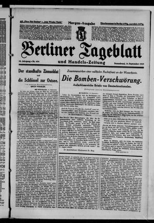 Berliner Tageblatt und Handels-Zeitung vom 14.09.1929