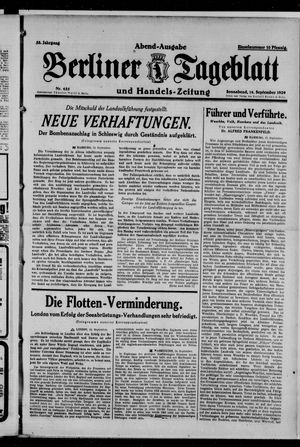 Berliner Tageblatt und Handels-Zeitung vom 14.09.1929