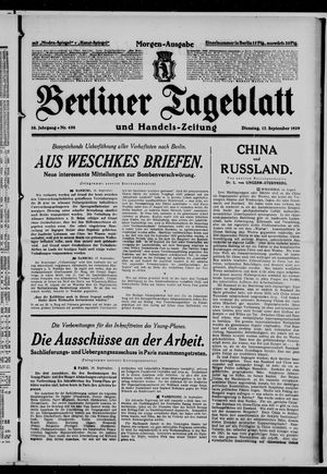 Berliner Tageblatt und Handels-Zeitung vom 17.09.1929