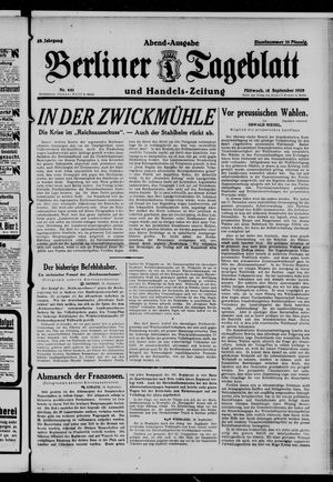 Berliner Tageblatt und Handels-Zeitung vom 18.09.1929