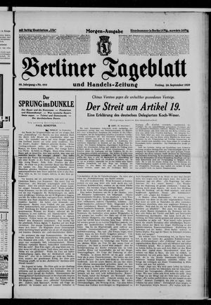 Berliner Tageblatt und Handels-Zeitung vom 20.09.1929
