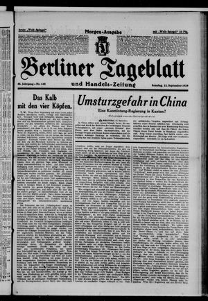 Berliner Tageblatt und Handels-Zeitung vom 22.09.1929