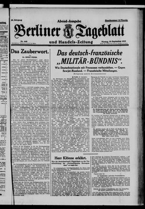 Berliner Tageblatt und Handels-Zeitung vom 23.09.1929
