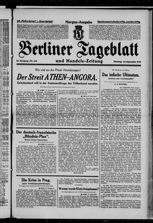 Berliner Tageblatt und Handels-Zeitung vom 24.09.1929