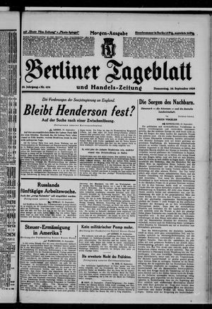 Berliner Tageblatt und Handels-Zeitung vom 26.09.1929