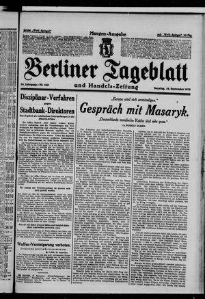 Berliner Tageblatt und Handels-Zeitung on Sep 29, 1929