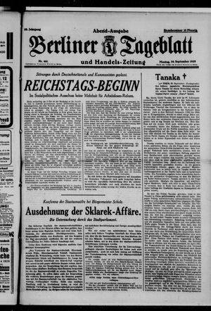 Berliner Tageblatt und Handels-Zeitung on Sep 30, 1929