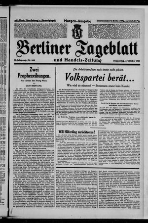 Berliner Tageblatt und Handels-Zeitung on Oct 3, 1929