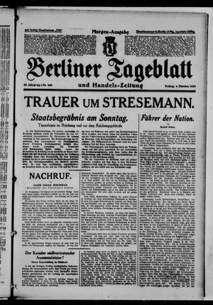 Berliner Tageblatt und Handels-Zeitung vom 04.10.1929