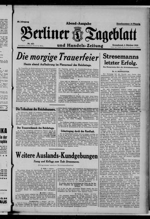Berliner Tageblatt und Handels-Zeitung vom 05.10.1929