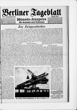 Berliner Tageblatt und Handels-Zeitung vom 07.10.1929
