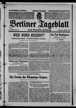 Berliner Tageblatt und Handels-Zeitung vom 08.10.1929