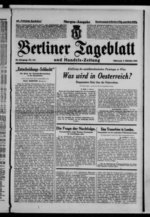 Berliner Tageblatt und Handels-Zeitung on Oct 9, 1929