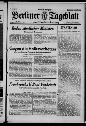Berliner Tageblatt und Handels-Zeitung vom 11.10.1929