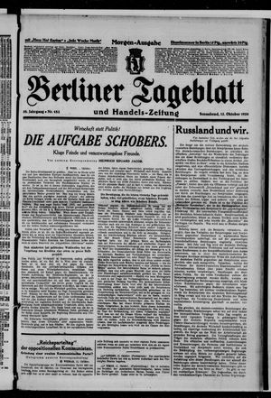 Berliner Tageblatt und Handels-Zeitung vom 12.10.1929