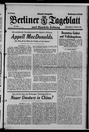 Berliner Tageblatt und Handels-Zeitung vom 12.10.1929
