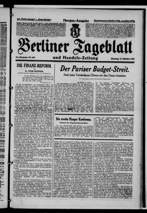 Berliner Tageblatt und Handels-Zeitung vom 15.10.1929