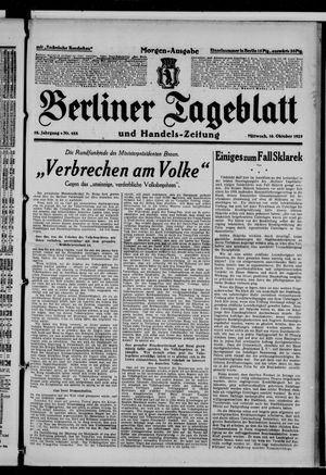 Berliner Tageblatt und Handels-Zeitung vom 16.10.1929