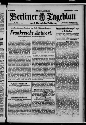 Berliner Tageblatt und Handels-Zeitung on Oct 17, 1929