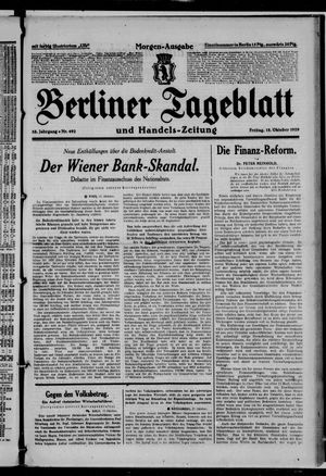 Berliner Tageblatt und Handels-Zeitung vom 18.10.1929