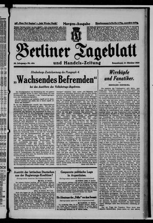 Berliner Tageblatt und Handels-Zeitung vom 19.10.1929