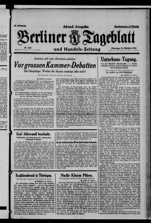 Berliner Tageblatt und Handels-Zeitung on Oct 22, 1929