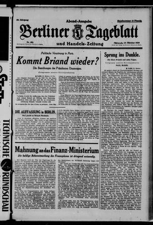 Berliner Tageblatt und Handels-Zeitung vom 23.10.1929