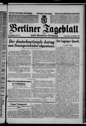 Berliner Tageblatt und Handels-Zeitung vom 24.10.1929