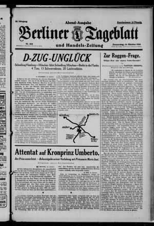Berliner Tageblatt und Handels-Zeitung vom 24.10.1929