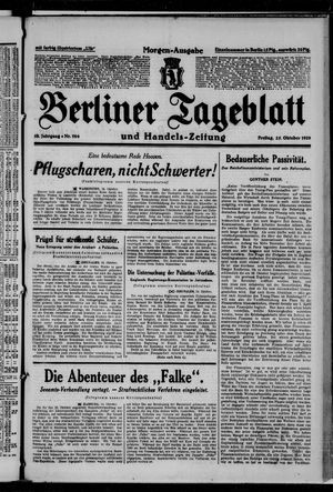 Berliner Tageblatt und Handels-Zeitung on Oct 25, 1929