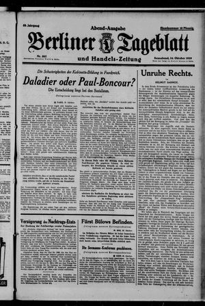 Berliner Tageblatt und Handels-Zeitung on Oct 26, 1929