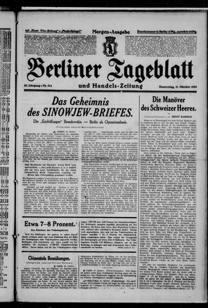 Berliner Tageblatt und Handels-Zeitung vom 31.10.1929