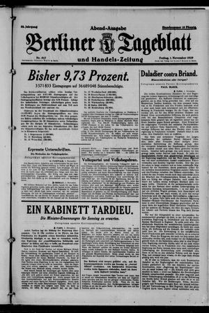 Berliner Tageblatt und Handels-Zeitung vom 01.11.1929