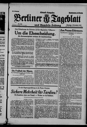 Berliner Tageblatt und Handels-Zeitung on Nov 5, 1929