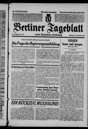 Berliner Tageblatt und Handels-Zeitung on Nov 6, 1929