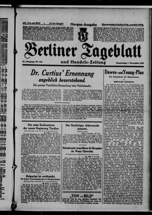 Berliner Tageblatt und Handels-Zeitung vom 07.11.1929