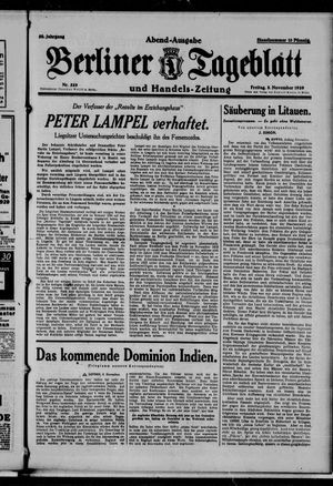Berliner Tageblatt und Handels-Zeitung vom 08.11.1929