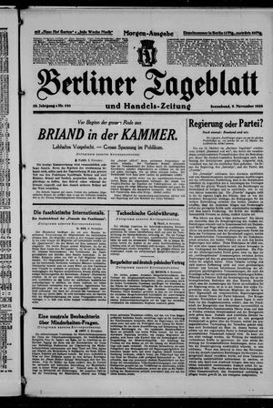Berliner Tageblatt und Handels-Zeitung vom 09.11.1929