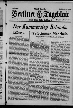 Berliner Tageblatt und Handels-Zeitung on Nov 9, 1929
