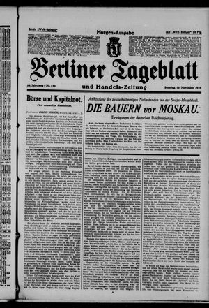 Berliner Tageblatt und Handels-Zeitung vom 10.11.1929