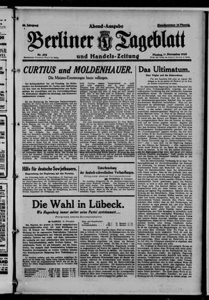 Berliner Tageblatt und Handels-Zeitung vom 11.11.1929
